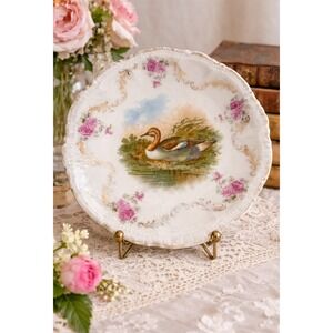 Bavaria Cabinet Plate Painted Duck Motif Antique 9"